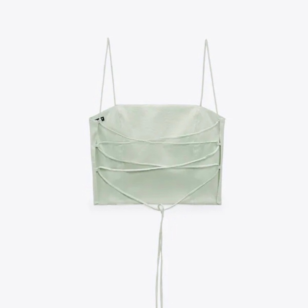 Zara Strappy Back Crop Top in Mint Green